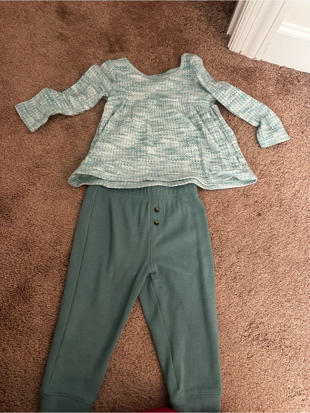 jumping beans Teal Knit Top and Jogger Set